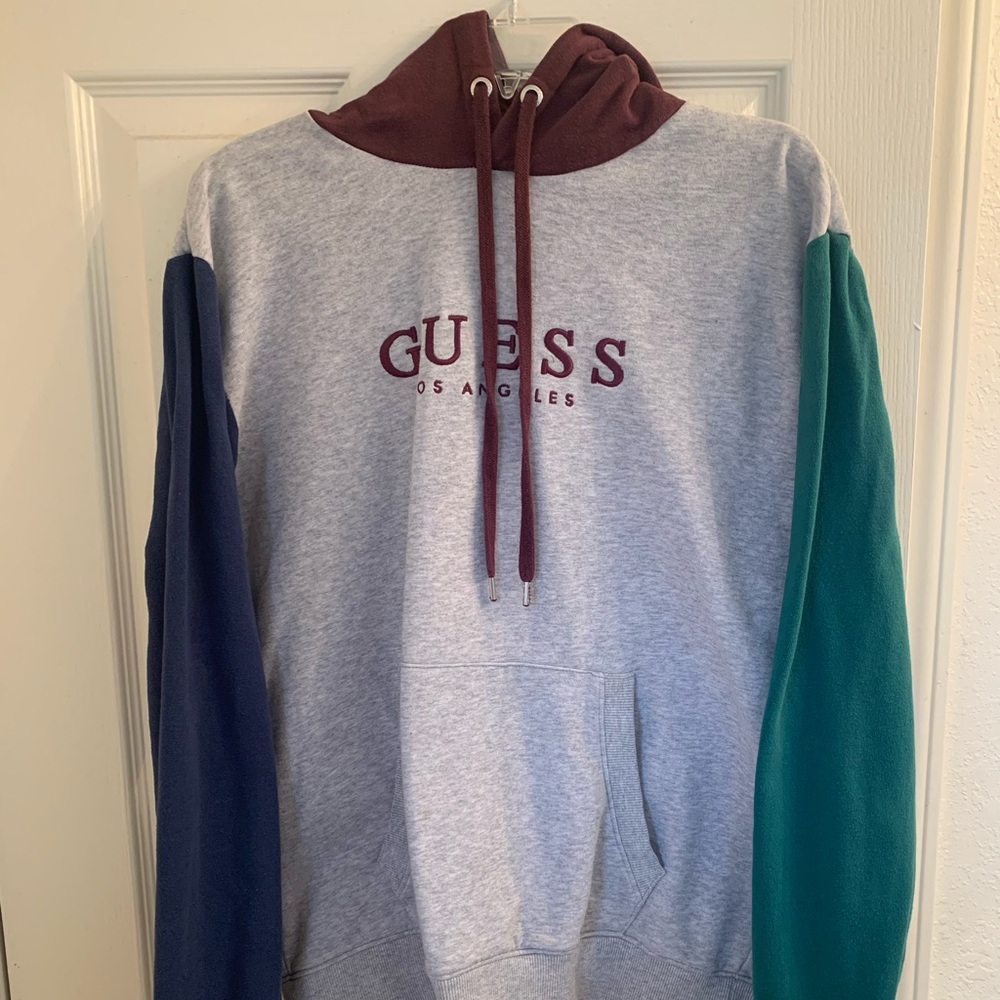 GUESS Colorblock Gray Hoodie - Size Large